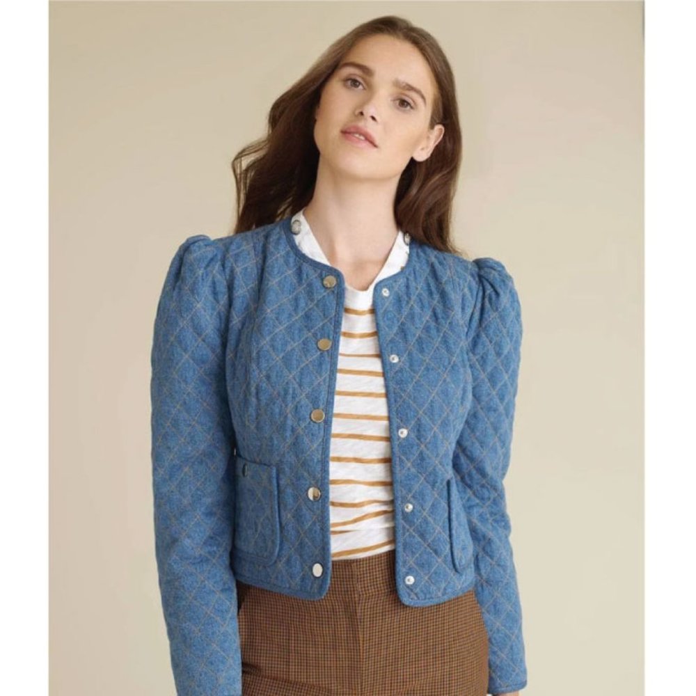 NWT Veronica Beard Quilted Denim Jacket Size Medium